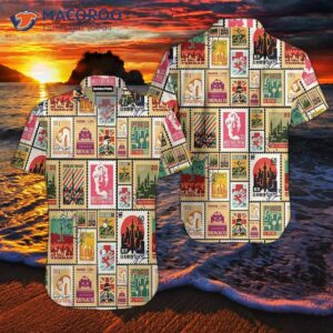 stamp cities of the world vintage travel hawaiian shirts 0