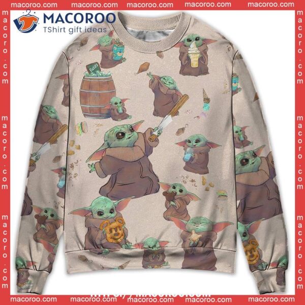 Star Wars Ugly Sweater Baby Yoda Eating Everything