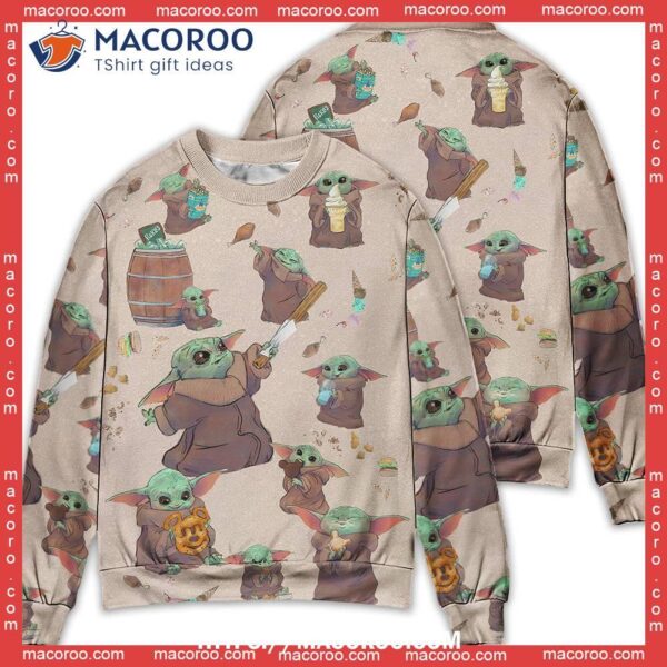 Star Wars Ugly Sweater Baby Yoda Eating Everything