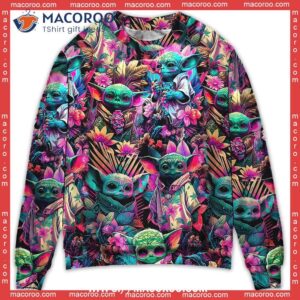 star wars baby yoda synthwave cool sweater star wars ugly sweater 0