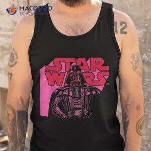 star wars logo and darth vader in pink shirt tank top