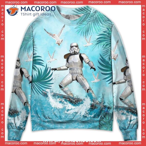 Star Wars Stormtrooper Surfing Sweater, Funny Ugly Christmas Sweater