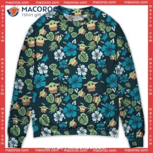 star wars the mandalorian grogu baby yoda leaves sweater matching ugly christmas sweaters 0