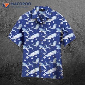 Star Whales On A Blue Sea Hawaiian Shirt