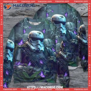 Star Wars Ugly Sweater Stormtrooper In The Jungle With Purple Flowers