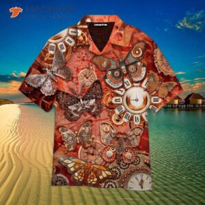 Steampunk Butterfly History Clock Hawaiian Shirts