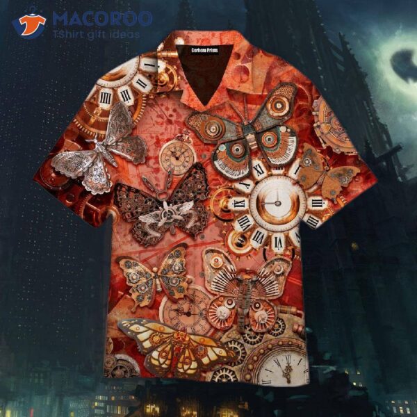 Steampunk Butterfly History Clock Hawaiian Shirts