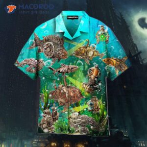 Steampunk Fish Swim Under The Ocean In Hawaiian Shirts