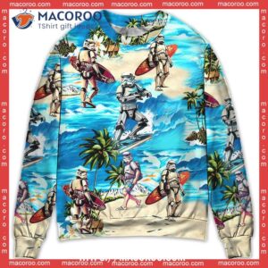 Stormtrooper Starwars Surfing Sweater, Ugly Christmas