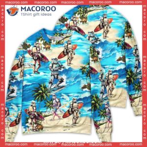 Stormtrooper Starwars Surfing Sweater, Ugly Christmas