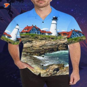Stormy Sky Lighthouse Blue Hawaiian Shirt