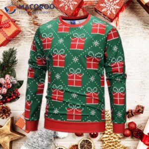 Striped Pattern Icon Green Ugly Christmas Sweater