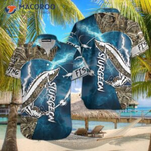 Sturgeon Fishing Blue And White Hawaiian Shirts