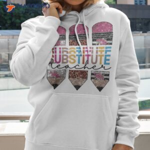 substitute teacher lover leopard pencil back to school shirt hoodie