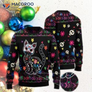 Sugar Skull Cat Ugly Christmas Sweater