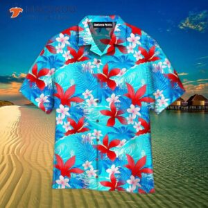 Summer Beach Red Flower Tropical Pattern Hawaiian Shirts