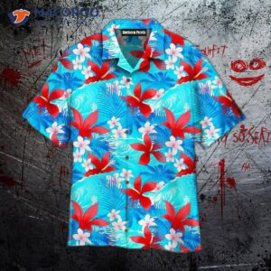 Summer Beach Red Flower Tropical Pattern Hawaiian Shirts