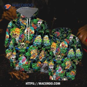 Summer Skeleton Skull Beach Party Hoodie All Over Print 3D, Halloween Christmas Decoration