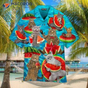 summer watermelon cat hawaiian shirts 1