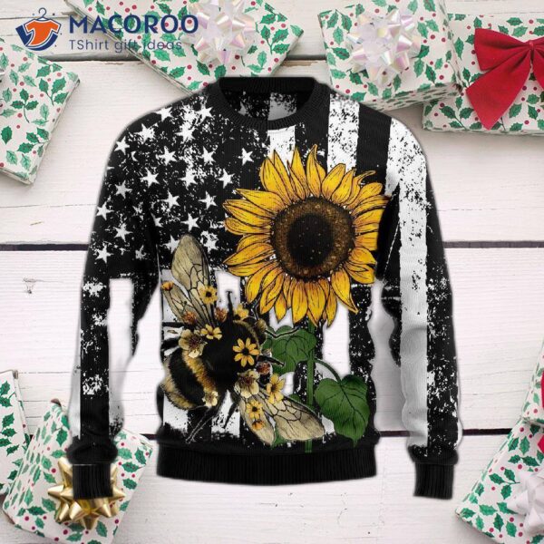 Sunflower Bee Ugly Christmas Sweater