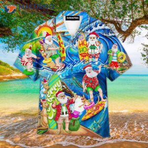 Surfing Funny Santa Claus “ho, Ho, Ho!” Christmas In July Hawaiian Shirts