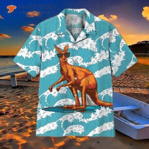 surfing kangaroo hawaiian shirts 0