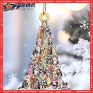 Tabby Cat Christmas Tree Custom-shaped Acrylic Ornament