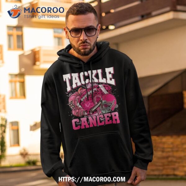 Tackle Breast Cancer Leopard Football Pink Ribbon Awareness Shirt