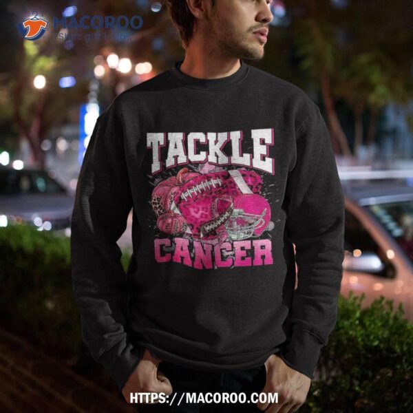 Tackle Breast Cancer Leopard Football Pink Ribbon Awareness Shirt