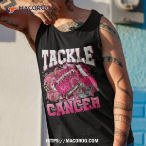 tackle breast cancer leopard football pink ribbon awareness shirt tank top 1