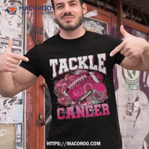 Tackle Breast Cancer Leopard Football Pink Ribbon Awareness Shirt