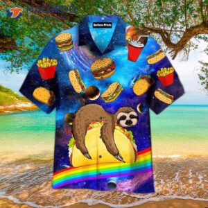 Taco-loving Sloths In Amazing Galaxy Hawaiian Shirts