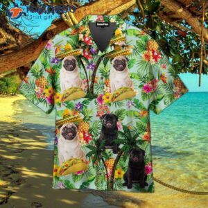 taco pug is ready for summer in a green hawaiian shirt 1