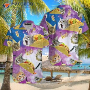 Tacocats In Galaxy Purple Hawaiian Shirts