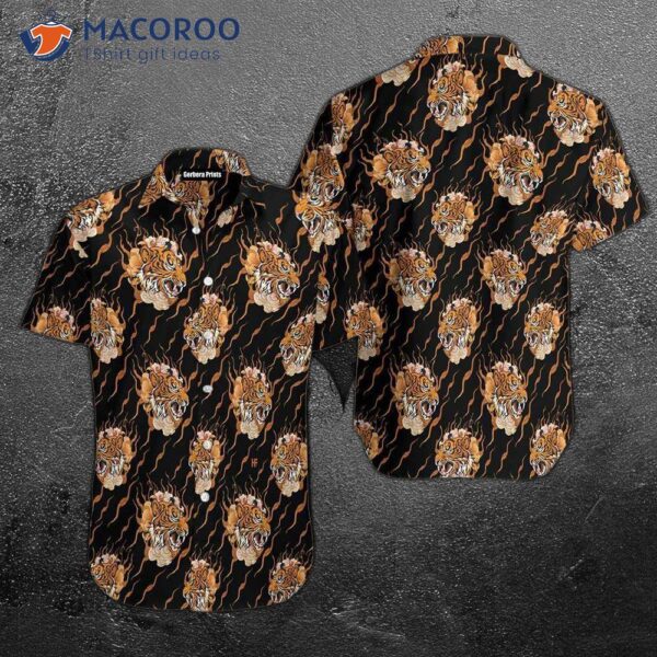 Tattoo-style Hawaiian Shirts With Tigers