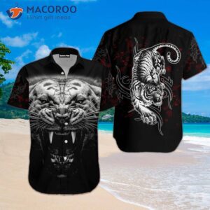 Tattooed White Tigers On Black And Hawaiian Shirts