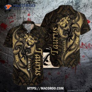 Taurus Zodiac With Symbol Mix Polynesian Tattoo Hawaiian Shirt