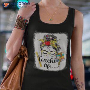 teacher life messy bun back to school first day of shirt tank top 4