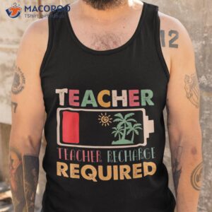 teacher summer recharge required groovy energy funny shirt tank top 1