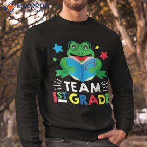 team 1st grade reading frog back to school book lover gift shirt sweatshirt