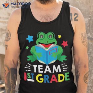 team 1st grade reading frog back to school book lover gift shirt tank top