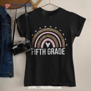 Team Fifth Grade Teacher Kid Leopard Rainbow 5th Grade Squad Shirt