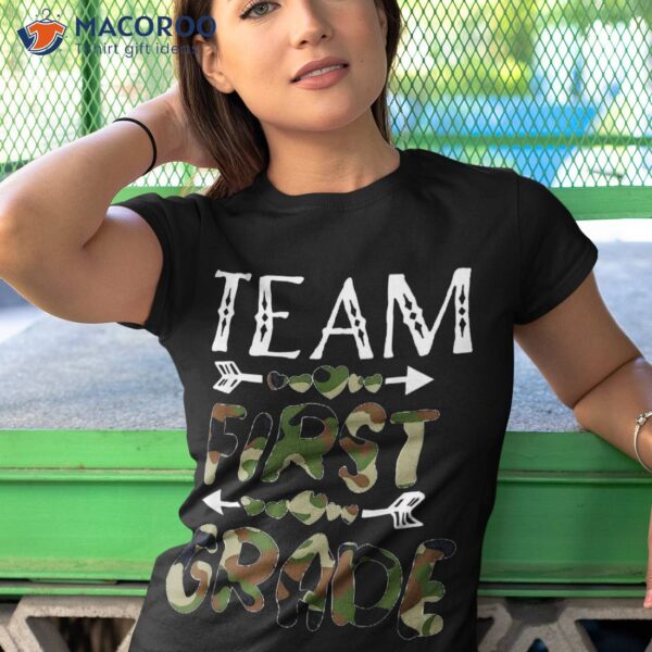 Team First Grade Back To School 1st Day Camo Teachers Shirt