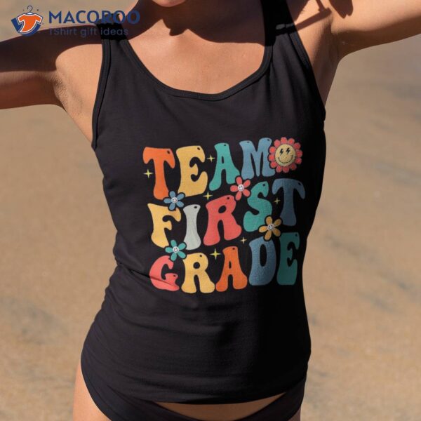 Team First Grade Teacher Student Groovy Back To School Gift Shirt