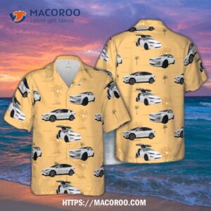 Tesla Model X White Hawaiian Shirt