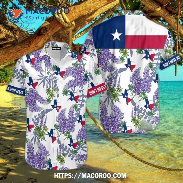 Texas Flag Bluebonnets Hawaiian Shirt