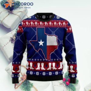Texas Map Symbols Pattern Ugly Christmas Sweater