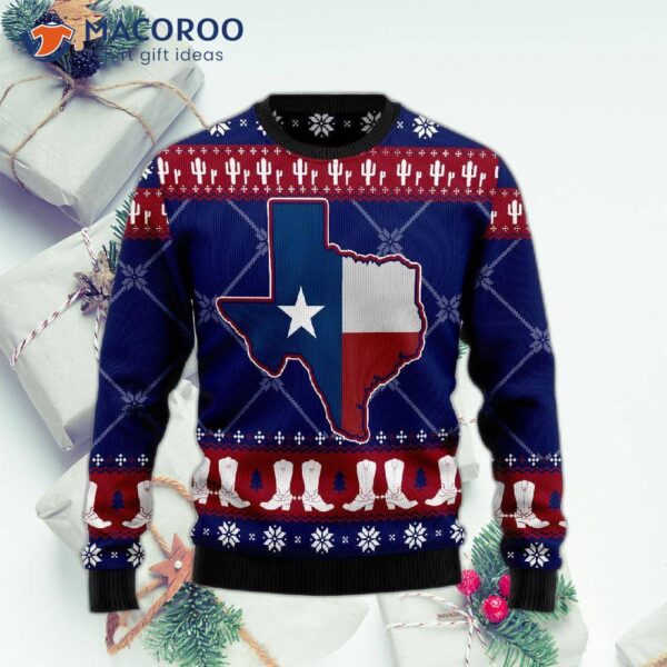 Texas Map Symbols Pattern Ugly Christmas Sweater