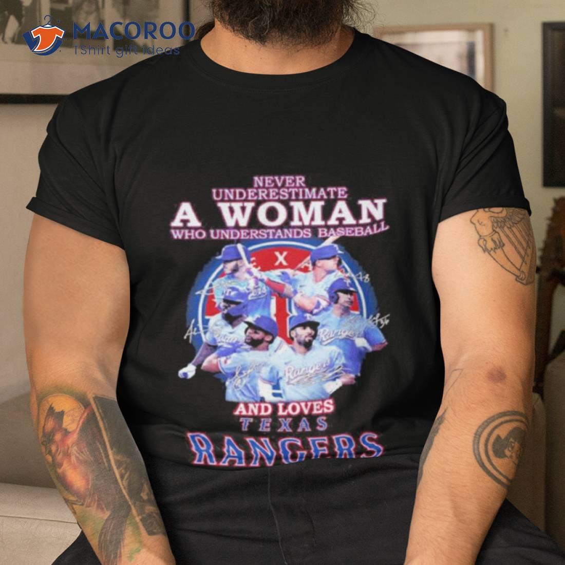 Texas Rangers Never Underestimate A Woman Who Understands Baseball And Loves Rangers 2023 Signatures Shirt Texas Rangers Never Underestimate A Woman Who Understands Baseball And Loves Rangers 2023 Signatures Shirt