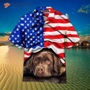 The Dog Wearing An American Flag Hawaiian Shirt